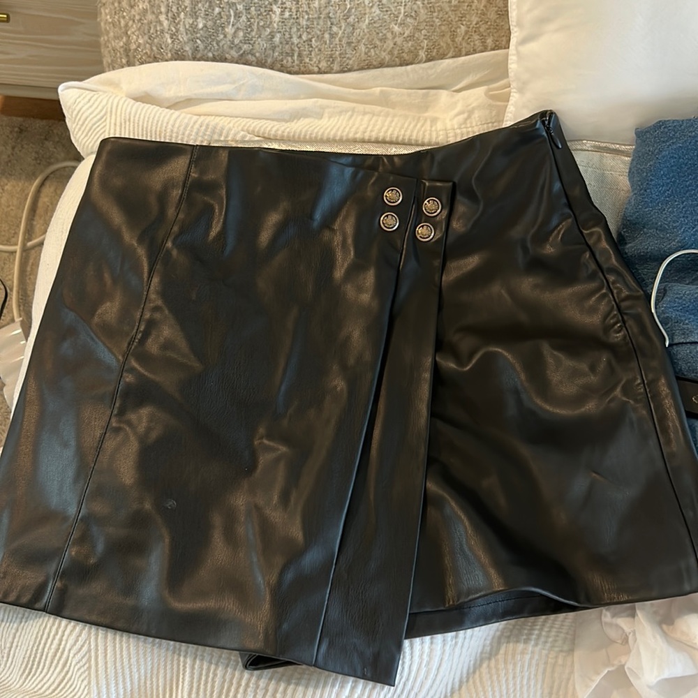 Black Leather Zara Skort